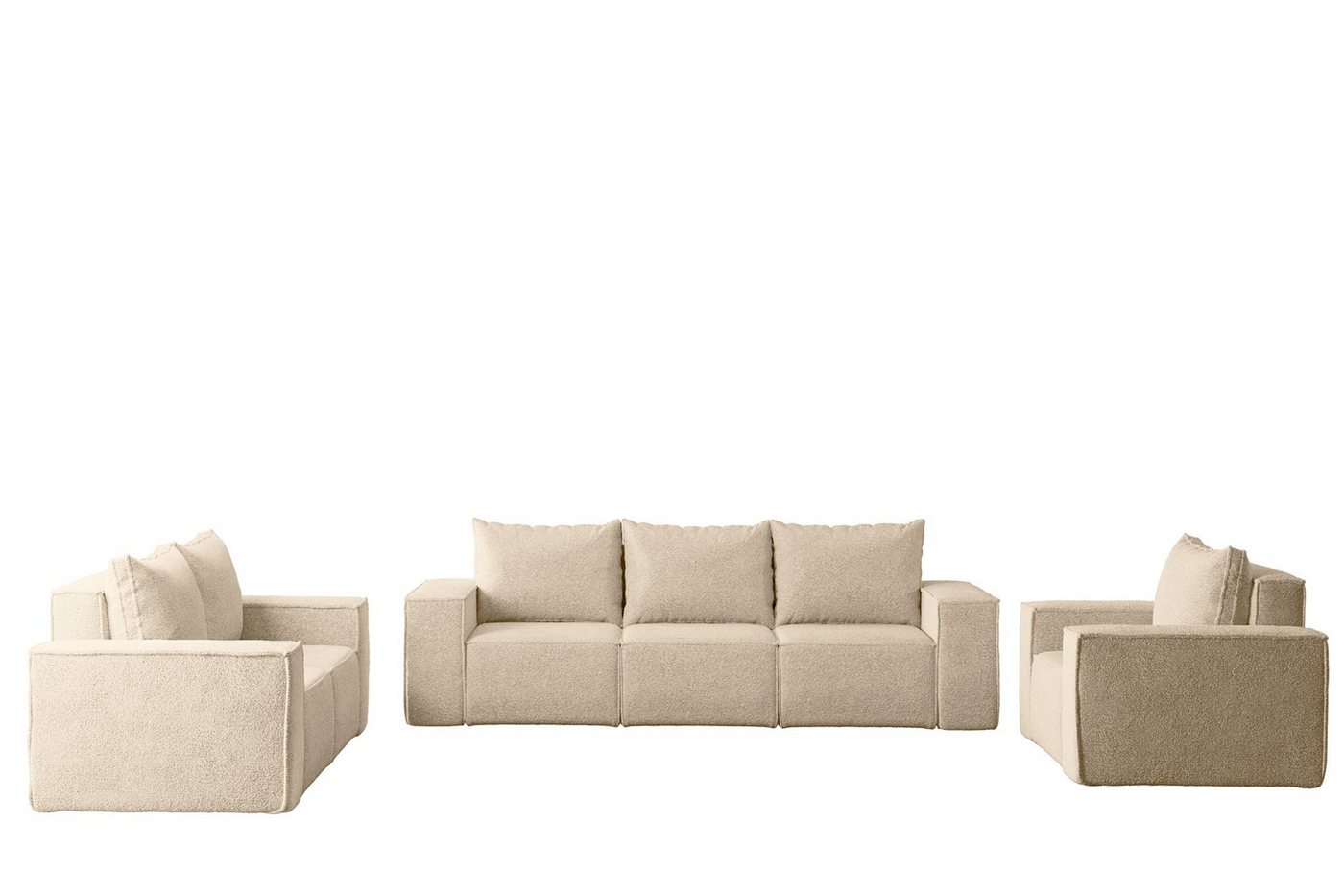 Fun Möbel Polstergarnitur Sofa-Set Designersofa ESTELLE 3-2-1 Sofagarnitur mit Schlaffunktion, (Rücken echt bezogen), mit Schlaffunktion und Bettkasten von Fun Möbel