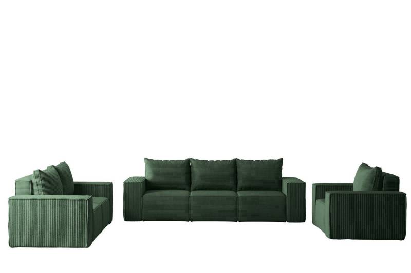 Fun Möbel Polstergarnitur Sofa-Set Designersofa ESTELLE 3-2-1 Sofagarnitur mit Schlaffunktion, (Rücken echt bezogen), mit Schlaffunktion und Bettkasten von Fun Möbel