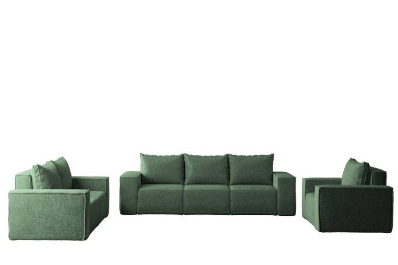 Fun Möbel Polstergarnitur Sofa-Set Designersofa ESTELLE 3-2-1 Sofagarnitur mit Schlaffunktion, (Rücken echt bezogen), mit Schlaffunktion und Bettkasten von Fun Möbel