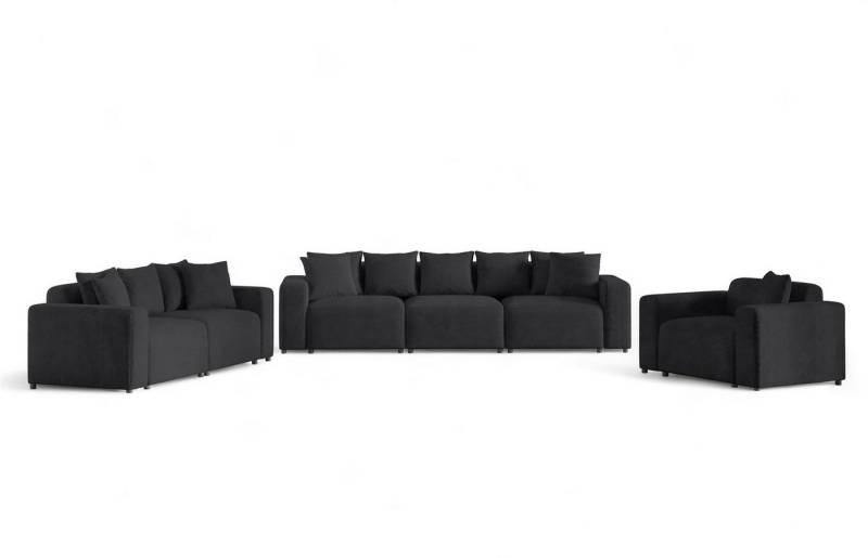 Fun Möbel Polstergarnitur Sofa-Set Designersofa MEGAN 3-2-1 Sofagarnitur in Stoff Poso, (Rücken echt bezogen) von Fun Möbel