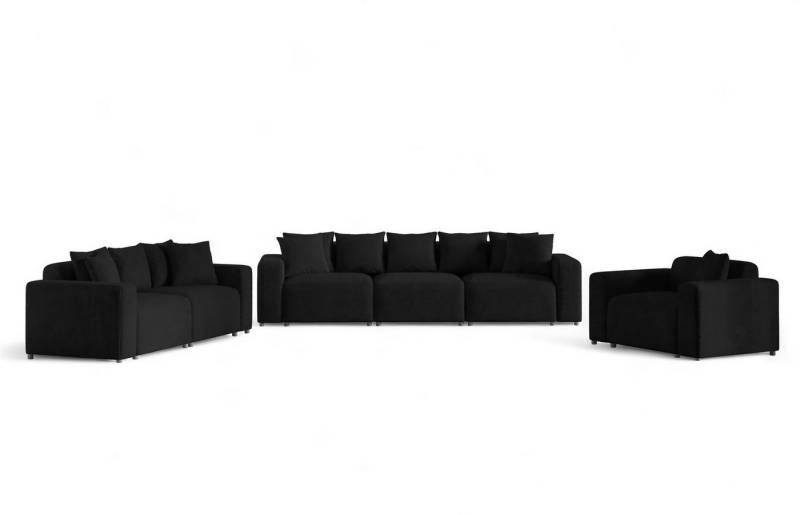 Fun Möbel Polstergarnitur Sofa-Set Designersofa MEGAN 3-2-1 Sofagarnitur in Stoff Poso, (Rücken echt bezogen) von Fun Möbel