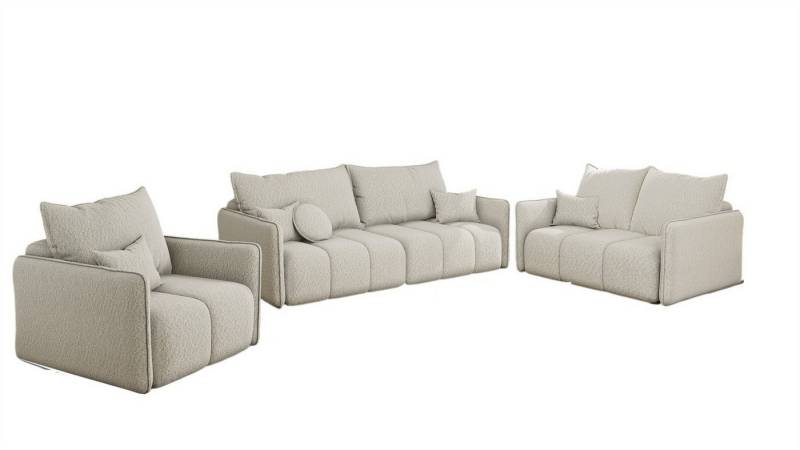 Fun Möbel Polstergarnitur Sofa-Set FUN AITOR 3-2-1 Sofagarnitur in Stoff Abriamo, (3-tlg), 3-Sitzer mit Schlaffunktion von Fun Möbel