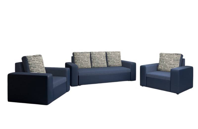Fun Möbel Polstergarnitur Sofa Set LEEDS 3-1-1 Sofagarnitur Kunstleder-Webstoff, (inkl. 5 Rückenkissen), Inkl. Bettkasten von Fun Möbel