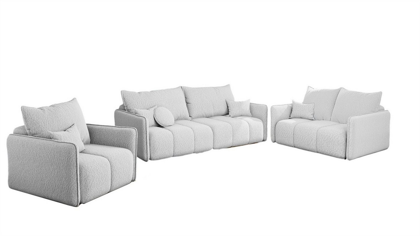 Fun Möbel Polstergarnitur Sofa-Set MORGANO 3-2-1 Sofagarnitur in Stoff Abriamo, (3-tlg), 3-Sitzer mit Schlaffunktion von Fun Möbel