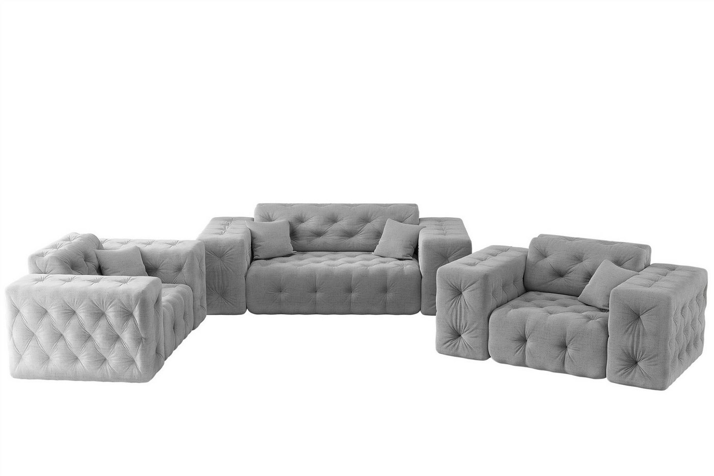 Fun Möbel Polstergarnitur Sofa-Set Sofa CHANTAL 2-1-1 in Stoff Moly, (Auch als Set mit 3er-Sofa erhältlich), inkl. 3 Zierkissen von Fun Möbel