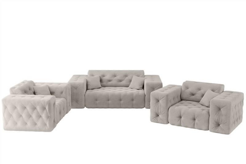 Fun Möbel Polstergarnitur Sofa-Set Sofa CHANTAL 2-1-1 in Stoff Moly, (Auch als Set mit 3er-Sofa erhältlich), inkl. 3 Zierkissen von Fun Möbel