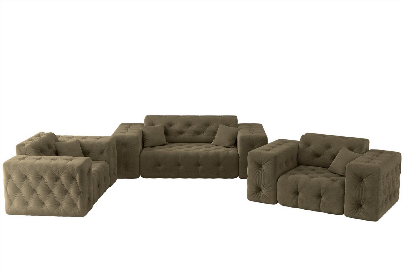 Fun Möbel Polstergarnitur Sofa-Set Sofa CHANTAL 2-1-1 in Stoff Moly, (Auch als Set mit 3er-Sofa erhältlich), inkl. 3 Zierkissen von Fun Möbel