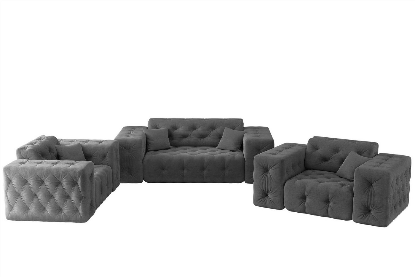 Fun Möbel Polstergarnitur Sofa-Set Sofa CHANTAL 2-1-1 in Stoff Moly, (Auch als Set mit 3er-Sofa erhältlich), inkl. 3 Zierkissen von Fun Möbel