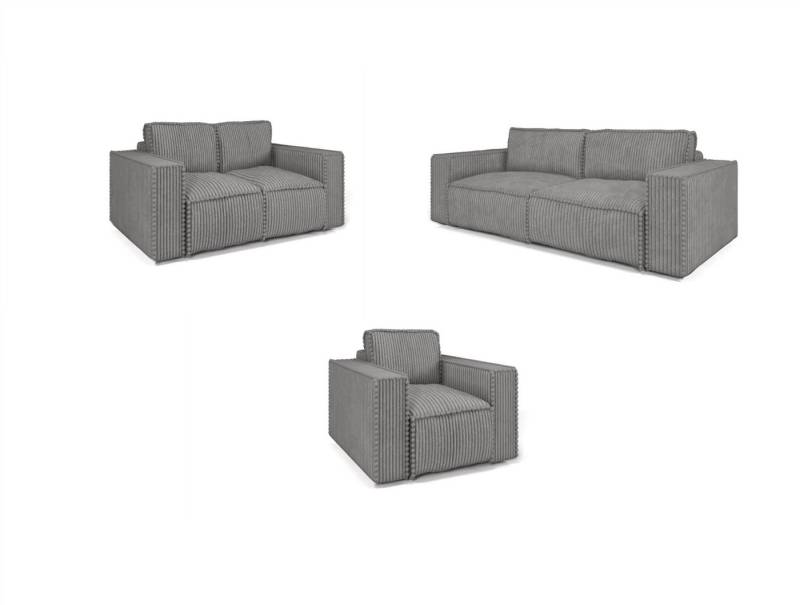 Fun Möbel Polstergarnitur Sofa-Set Sofa FUN AVIELA 3-2-1 Sofagarnitur in Stoff Tilia, (3-Sitzer mit Schlaffunktion, 3-tlg), Rundumbezug, 3-Sitzer mit Schlaffunktion von Fun Möbel