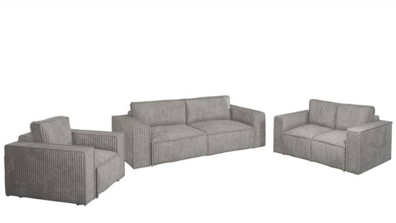 Fun Möbel Polstergarnitur Sofa-Set Sofa VAJANA 3-2-1 Sofagarnitur in Stoff Tilia, (3-Sitzer mit Schlaffunktion, 3-tlg), Rundumbezug von Fun Möbel