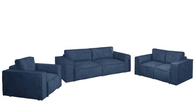 Fun Möbel Polstergarnitur Sofa-Set Sofa VAJANA 3-2-1 Sofagarnitur in Stoff Tilia, (3-Sitzer mit Schlaffunktion, 3-tlg), Rundumbezug von Fun Möbel