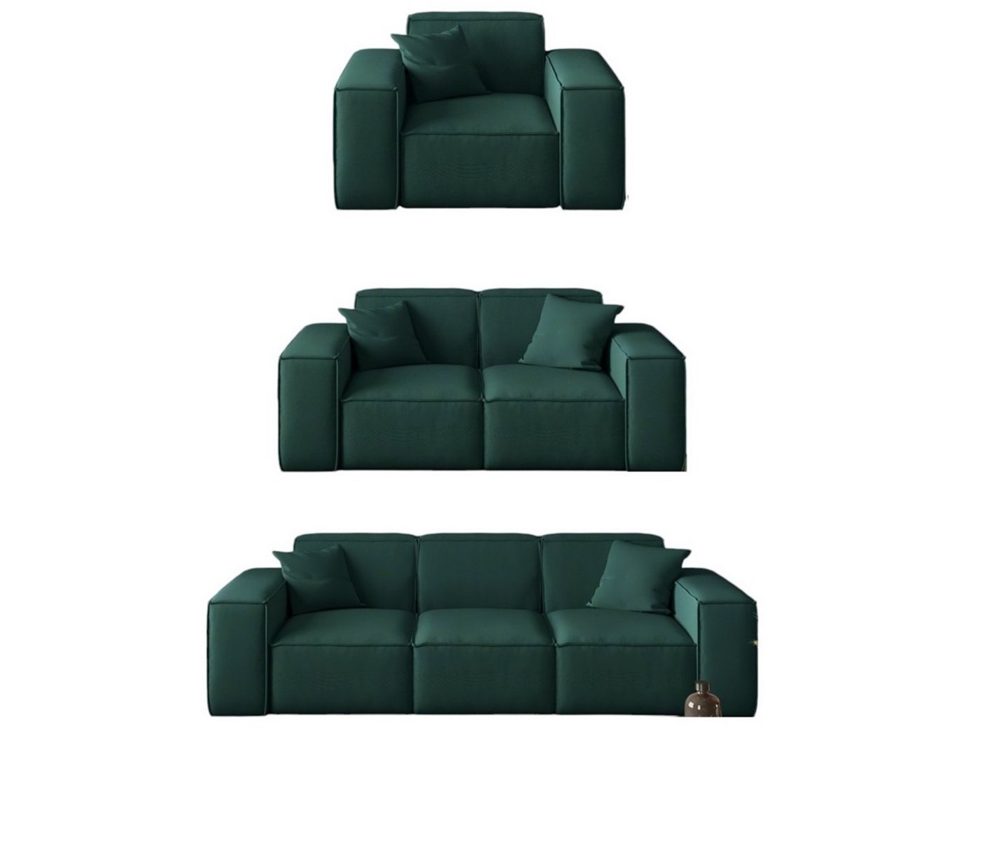 Fun Möbel Polstergarnitur Sofaset Designersofa CELES 3-2-1 in Stoff Scala oder Opera Velvet, (inkl. 5 Zierkissen), Rundumbezug von Fun Möbel
