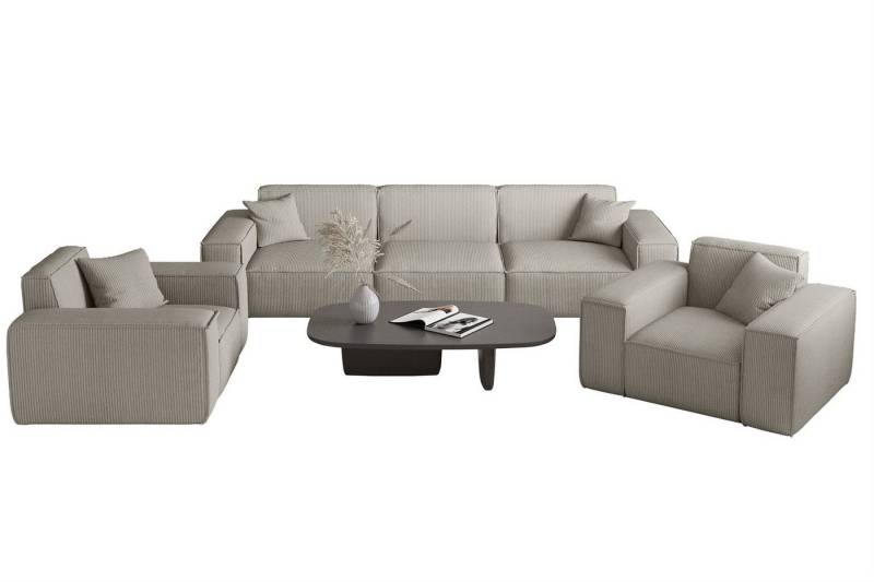 Fun Möbel Polstergarnitur Sofaset Designersofa CELES PREMIUM 3-1-1 in Stoff Scala, (1 x 3-Sitzer und 2 x Sessel, 3-tlg), Inkl. 4 Zierkissen, Rundumbezug von Fun Möbel