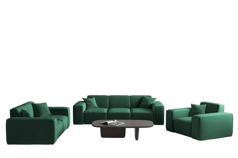 Fun Möbel Polstergarnitur Sofaset Designersofa CELES Premium 3-2-1 in Stoff, (inkl. 5 Zierkissen, Sofaset Designersofa CELES PREMIUM 3-2-1 in Stoff) von Fun Möbel