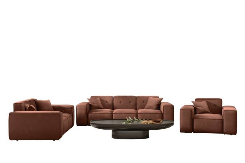 Fun Möbel Polstergarnitur Sofaset Designersofa CESINA 3-2-1 in Stoff, (inkl. 5 Zierkissen), Rundumbezug von Fun Möbel