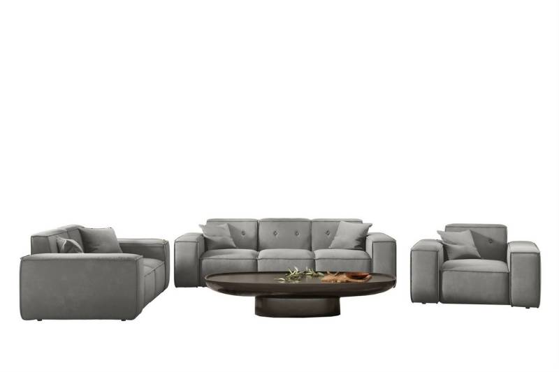 Fun Möbel Polstergarnitur Sofaset Designersofa CESINA 3-2-1 in Stoff, (inkl. 5 Zierkissen), Rundumbezug von Fun Möbel