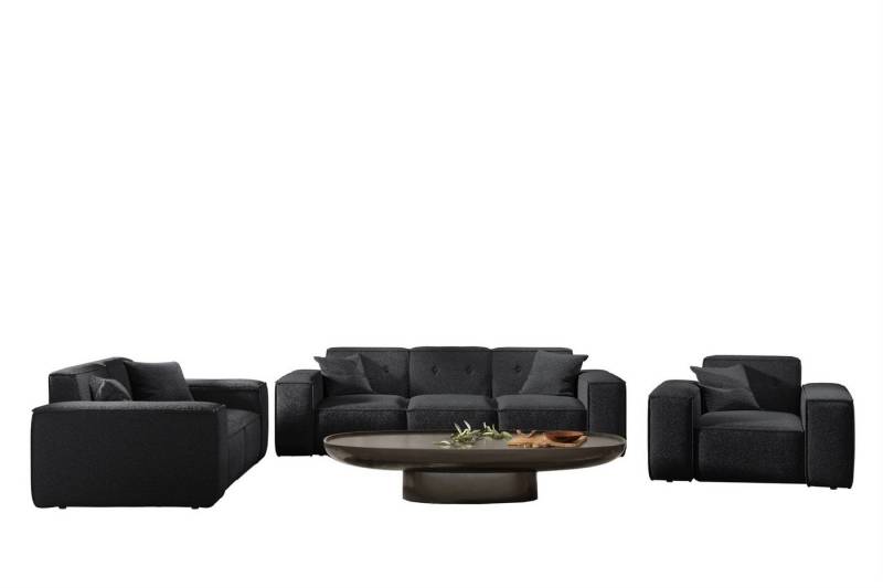 Fun Möbel Polstergarnitur Sofaset Designersofa CESINA 3-2-1 in Stoff, (inkl. 5 Zierkissen), Rundumbezug von Fun Möbel