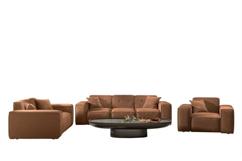 Fun Möbel Polstergarnitur Sofaset Designersofa CESINA 3-2-1 in Stoff, (inkl. 5 Zierkissen), Rundumbezug von Fun Möbel