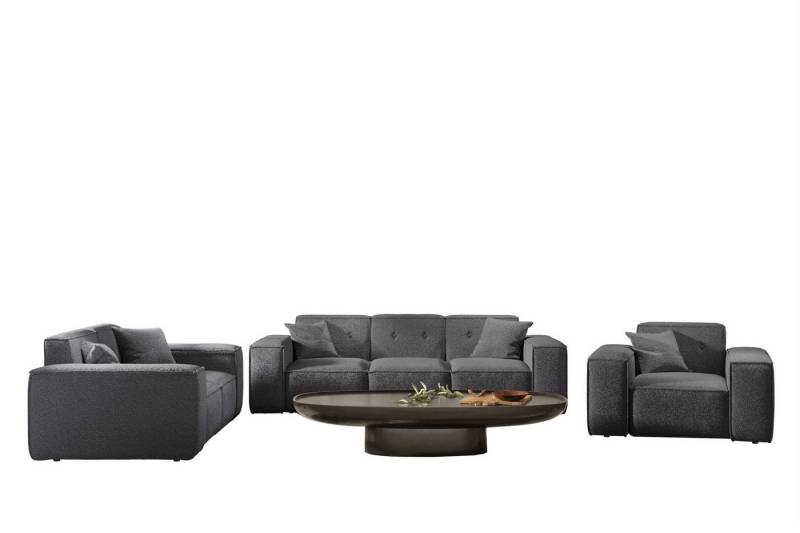 Fun Möbel Polstergarnitur Sofaset Designersofa CESINA 3-2-1 in Stoff, (inkl. 5 Zierkissen), Rundumbezug von Fun Möbel
