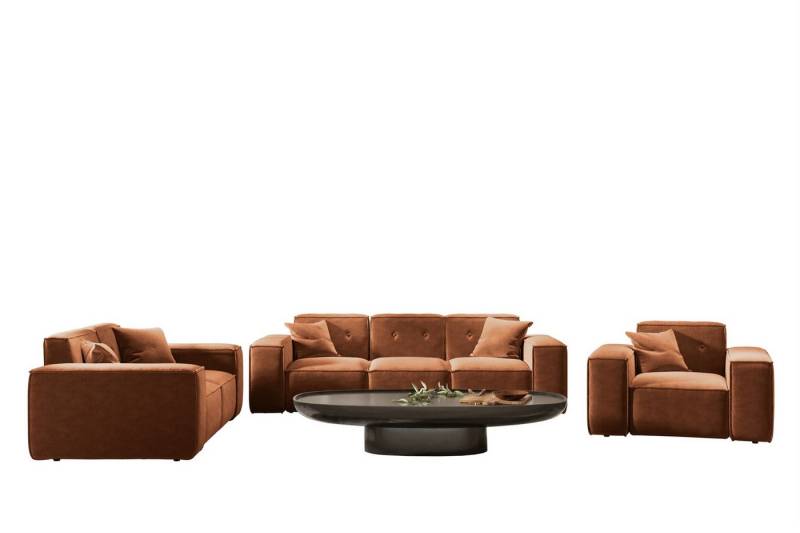 Fun Möbel Polstergarnitur Sofaset Designersofa CESINA 3-2-1 in Stoff, (inkl. 5 Zierkissen), Rundumbezug von Fun Möbel