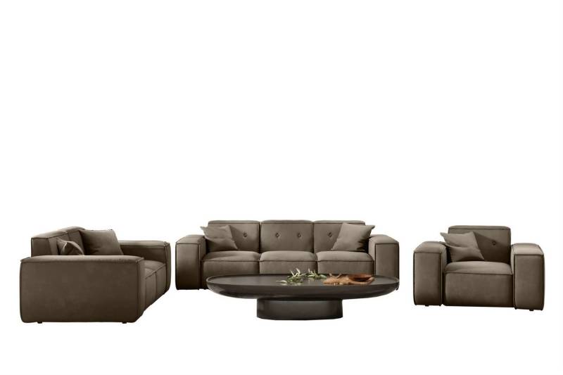 Fun Möbel Polstergarnitur Sofaset Designersofa CESINA 3-2-1 in Stoff, (inkl. 5 Zierkissen), Rundumbezug von Fun Möbel
