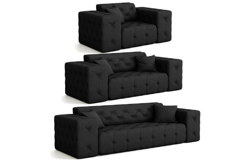 Fun Möbel Polstergarnitur Sofaset Designersofa CHANTAL 3-2-1 in Stoff Opera Velvet, (Sofaset Designersofa CHANTAL 3-2-1 in Stoff Opera Velvet) von Fun Möbel