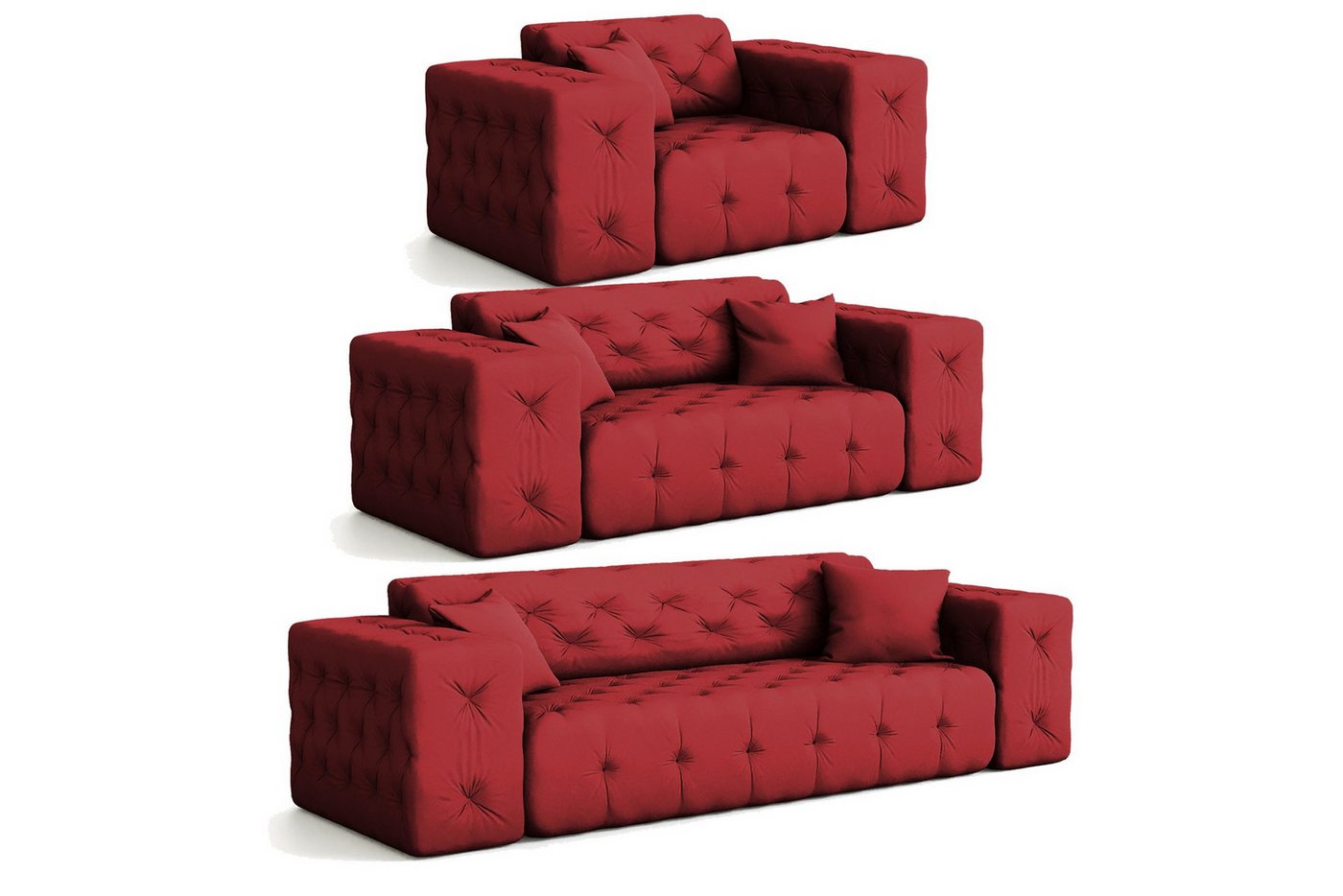 Fun Möbel Polstergarnitur Sofaset Designersofa CHANTAL 3-2-1 in Stoff Opera Velvet, (Sofaset Designersofa CHANTAL 3-2-1 in Stoff Opera Velvet) von Fun Möbel