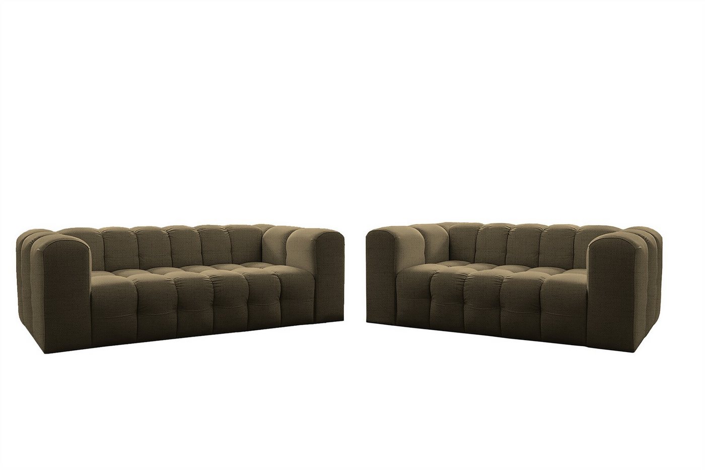 Fun Möbel Polstergarnitur Sofaset Designersofa FUN LEONOR 2- und 3-Sitzer (2-3), (Stoff Moly oder Tiffani, 2-tlg), Sofas-Rücken echt bezogen von Fun Möbel