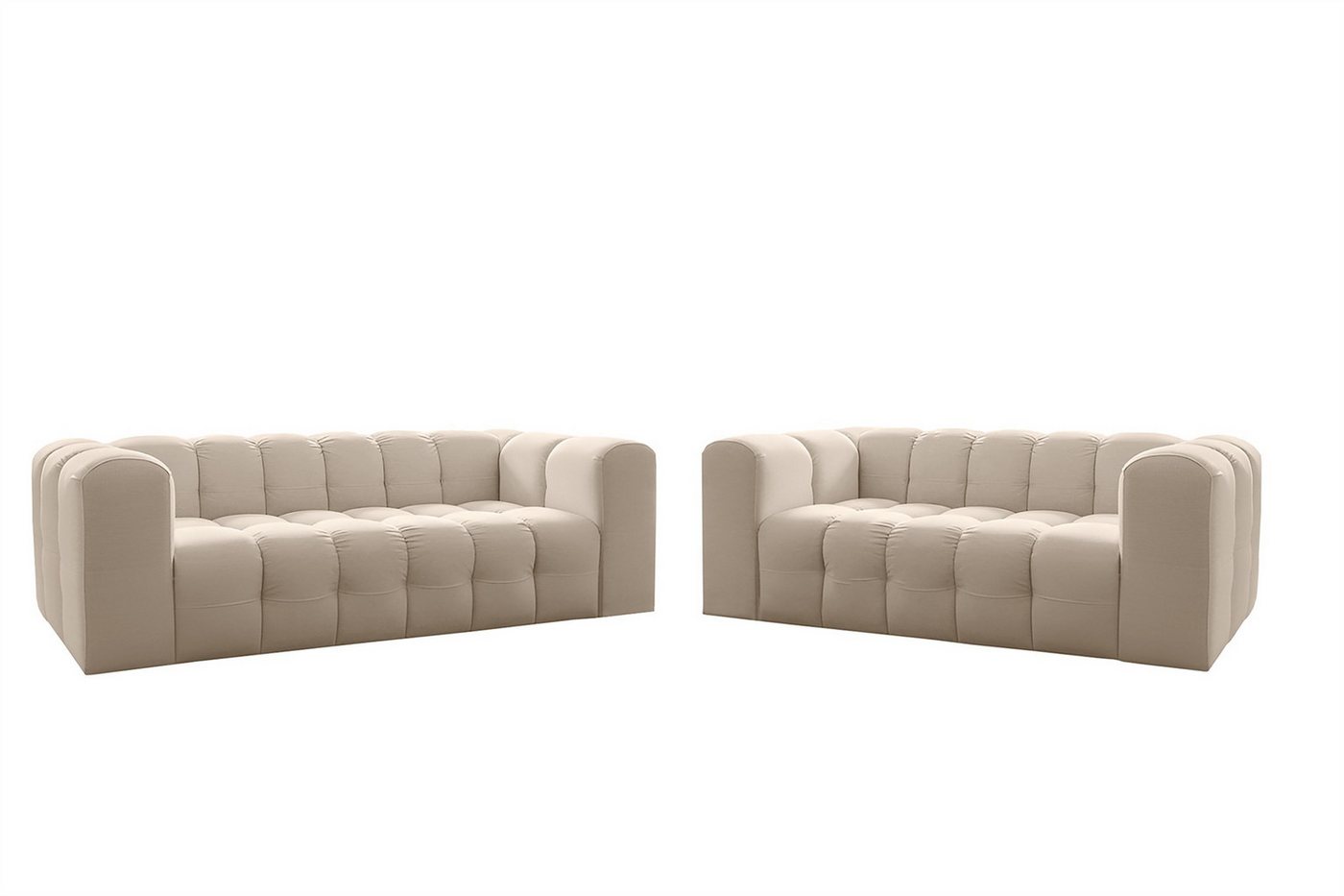 Fun Möbel Polstergarnitur Sofaset Designersofa FUN LEONOR 2- und 3-Sitzer (2-3), (Stoff Moly oder Tiffani, 2-tlg), Sofas-Rücken echt bezogen von Fun Möbel