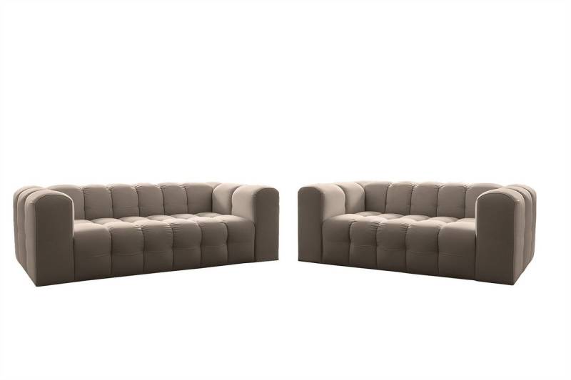 Fun Möbel Polstergarnitur Sofaset Designersofa FUN LEONOR 2- und 3-Sitzer (2-3), (Stoff Moly oder Tiffani, 2-tlg), Sofas-Rücken echt bezogen von Fun Möbel