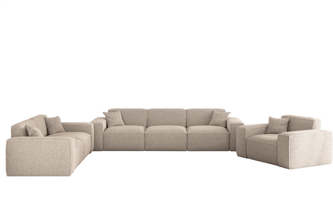 Fun Möbel Polstergarnitur Sofaset Designersofa FUN PEREZ PREMIUM 3-2-1 in Stoff Sven, (Rundumbezug), inkl. 5 Zierkissen von Fun Möbel