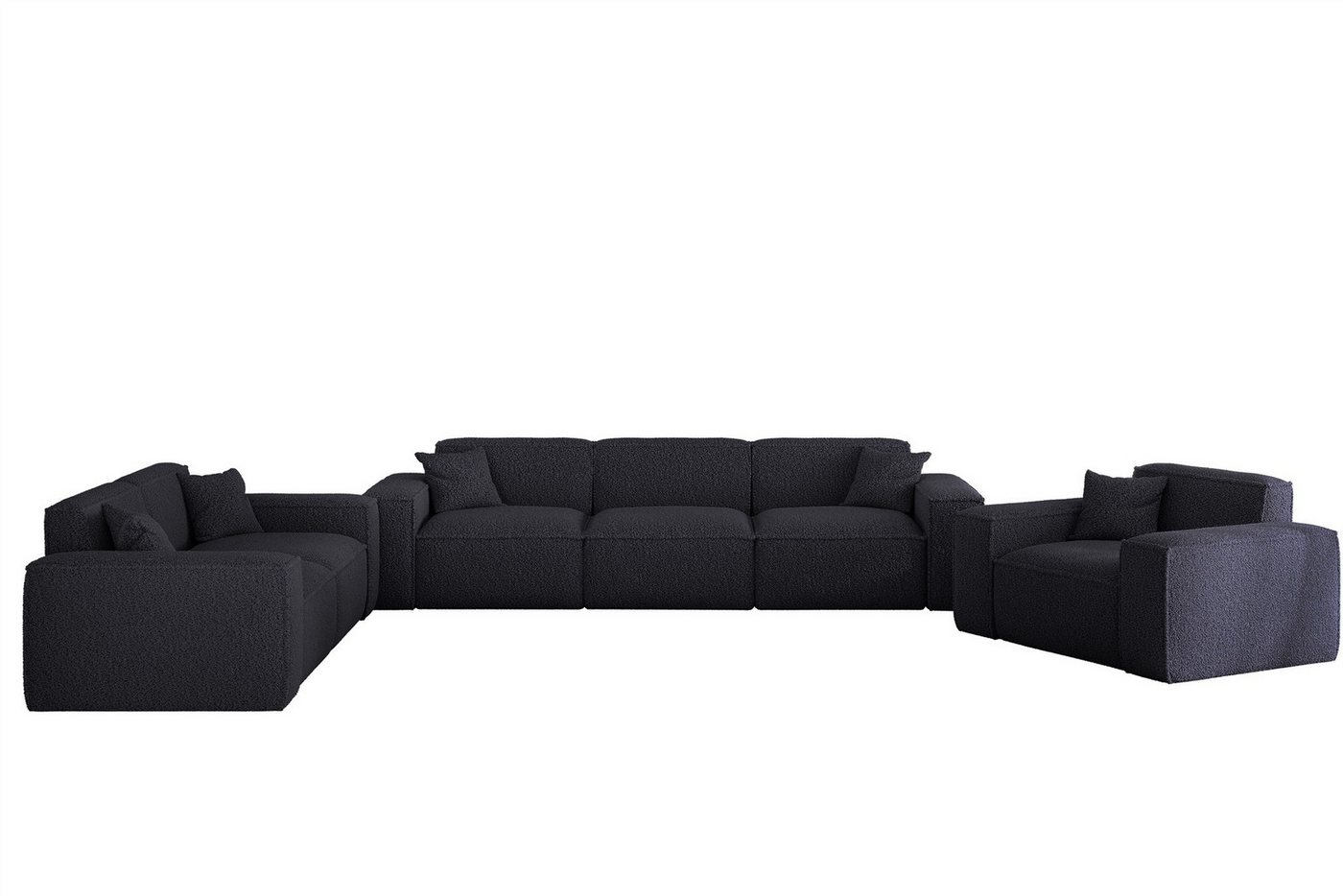 Fun Möbel Polstergarnitur Sofaset Designersofa FUN PEREZ PREMIUM 3-2-1 in Stoff Sven, (Rundumbezug), inkl. 5 Zierkissen von Fun Möbel