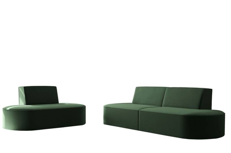 Fun Möbel Polstergarnitur Sofaset Designersofa MILOT 2-1 in Stoff, (Set, 2-tlg), Rundumbezug von Fun Möbel
