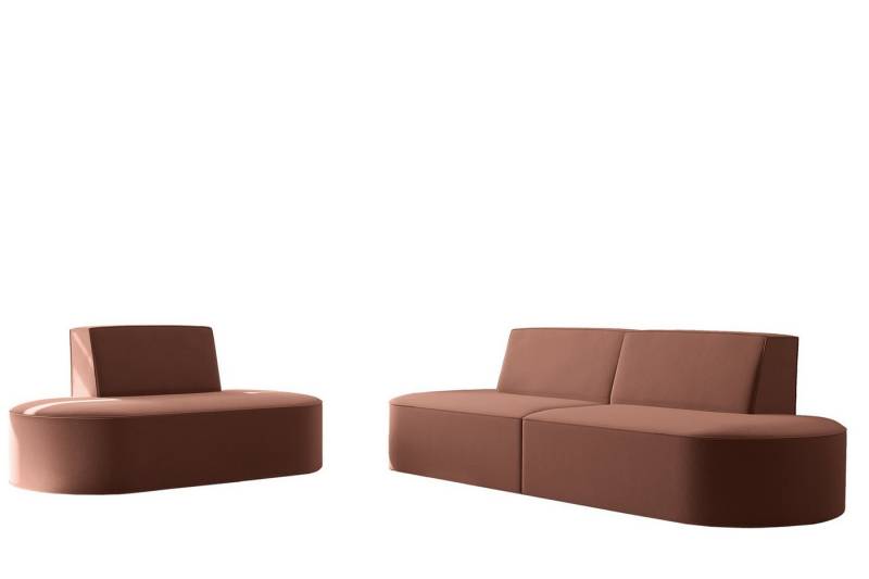 Fun Möbel Polstergarnitur Sofaset Designersofa MILOT 2-1 in Stoff, (Set, 2-tlg), Rundumbezug von Fun Möbel