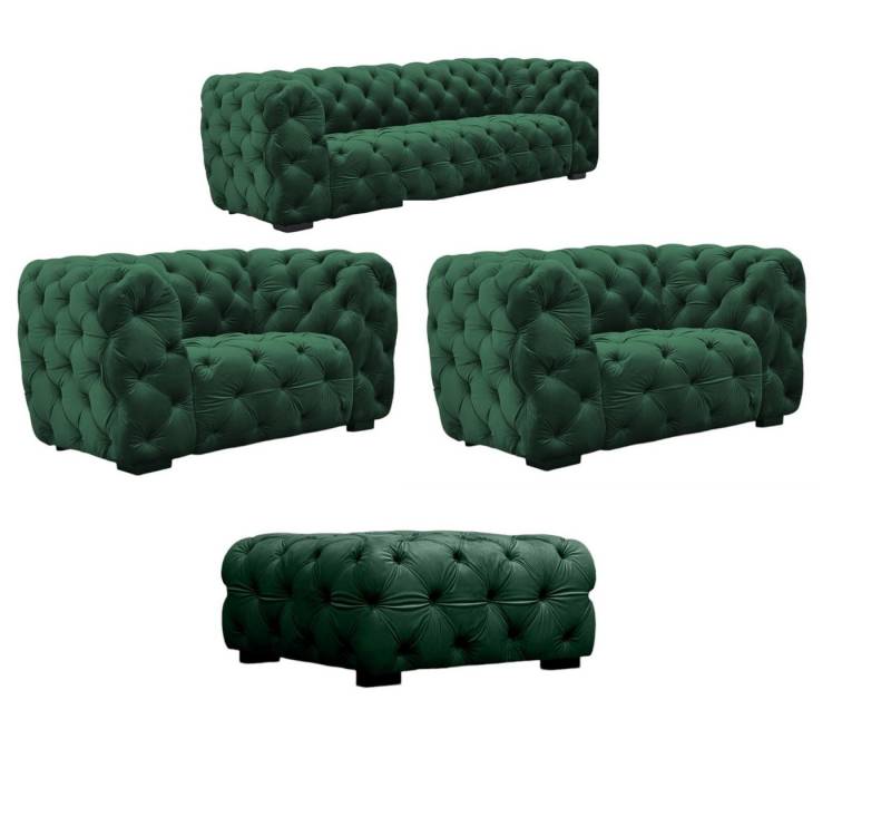 Fun Möbel Polstergarnitur Sofaset Designersofa NATALIE 2-1-1 in Stoff inkl. Polsterhocker, (Set, 4-tlg), Rundumbezug von Fun Möbel