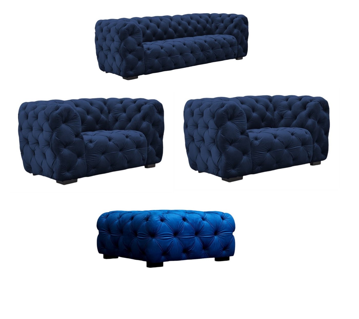 Fun Möbel Polstergarnitur Sofaset Designersofa NATALIE 2-1-1 in Stoff inkl. Polsterhocker, (Set, 4-tlg), Rundumbezug von Fun Möbel