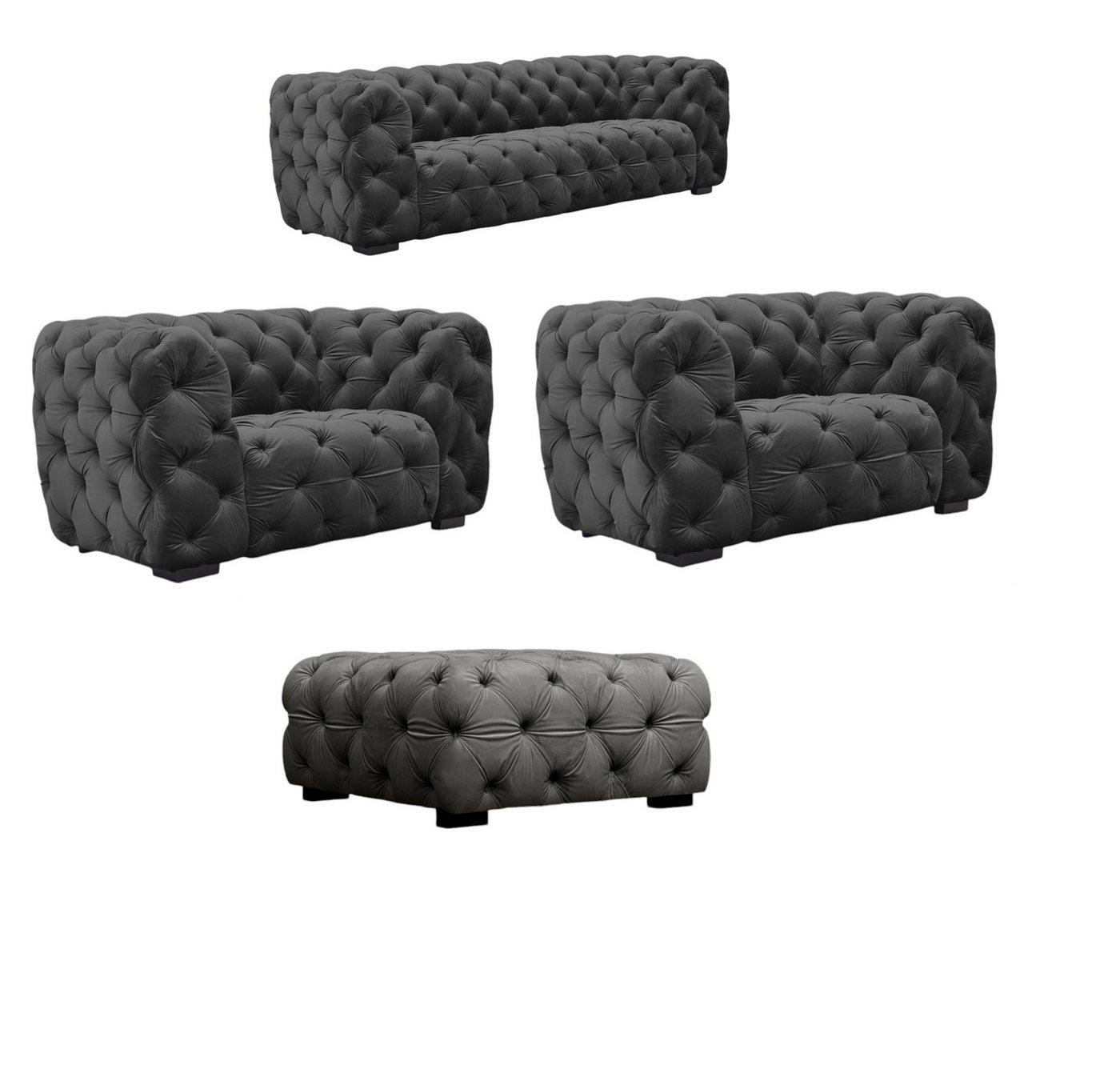 Fun Möbel Polstergarnitur Sofaset Designersofa NATALIE 2-1-1 in Stoff inkl. Polsterhocker, (Set, 4-tlg), Rundumbezug von Fun Möbel