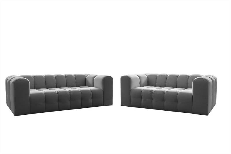 Fun Möbel Polstergarnitur Sofaset Designersofa SOLVIE 3- und 4-Sitzer (3-4), (Stoff Moly oder Tiffany, 2-tlg), Sofas-Rücken echt bezogen von Fun Möbel