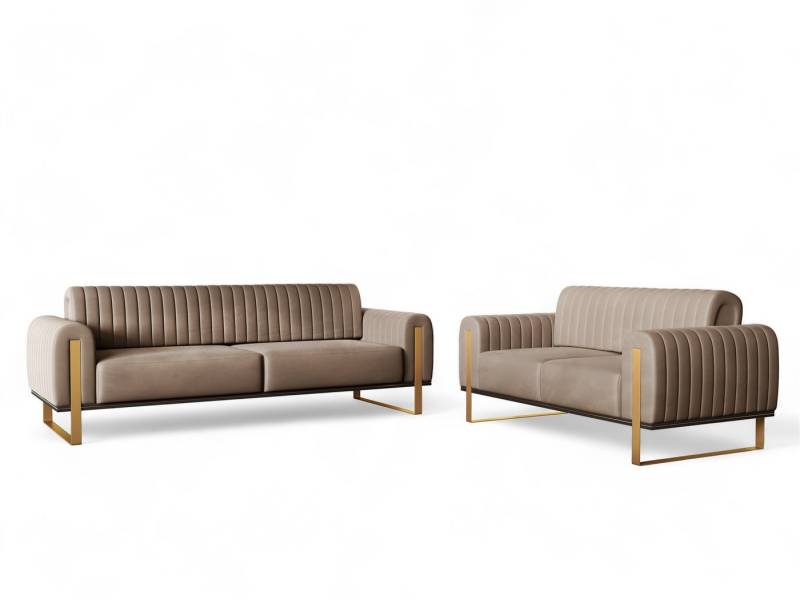 Fun Möbel Polstergarnitur Sofaset Designersofas FUN MADINA 3-2 in Stoff Elisa Velvet, (2-tlg., 2 Sofas), Rückenlehne verstellbar, Rundumbezug von Fun Möbel