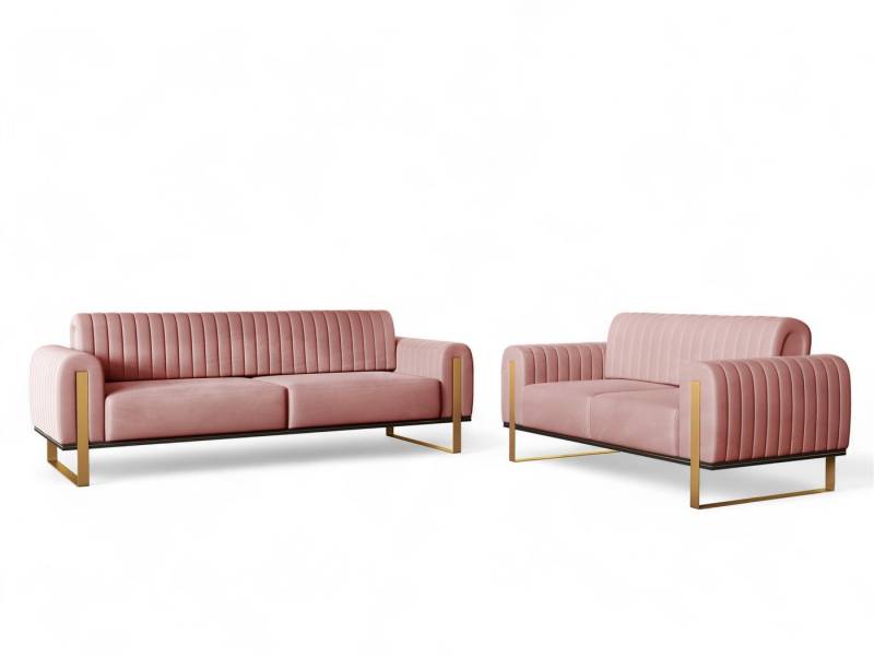 Fun Möbel Polstergarnitur Sofaset Designersofas FUN MADINA 3-2 in Stoff Elisa Velvet, (2-tlg., 2 Sofas), Rückenlehne verstellbar, Rundumbezug von Fun Möbel