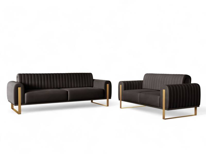 Fun Möbel Polstergarnitur Sofaset Designersofas FUN MADINA 3-2 in Stoff Elisa Velvet, (2-tlg., 2 Sofas), Rückenlehne verstellbar, Rundumbezug von Fun Möbel