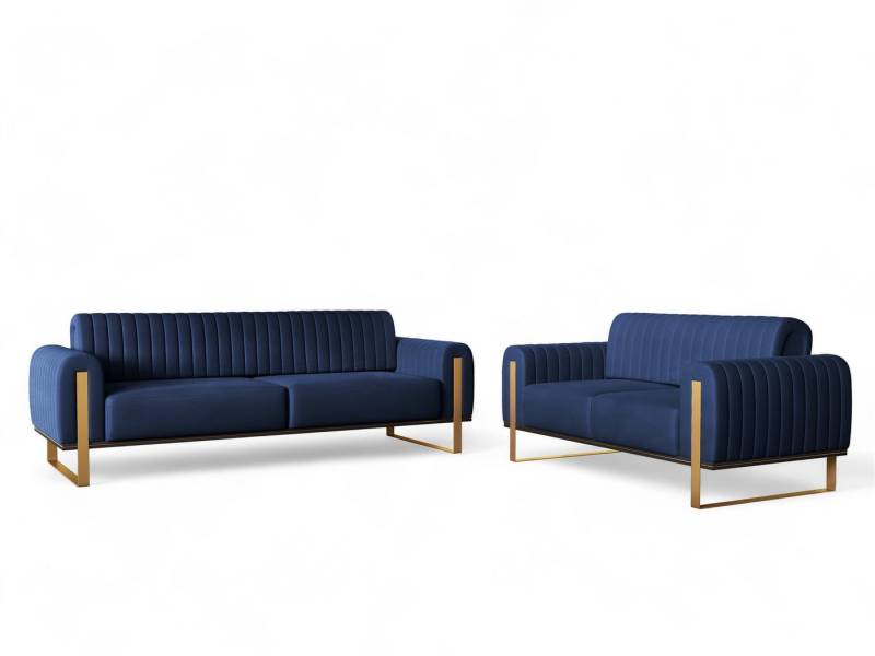 Fun Möbel Polstergarnitur Sofaset Designersofas FUN MADINA 3-2 in Stoff Elisa Velvet, (2-tlg., 2 Sofas), Rückenlehne verstellbar, Rundumbezug von Fun Möbel