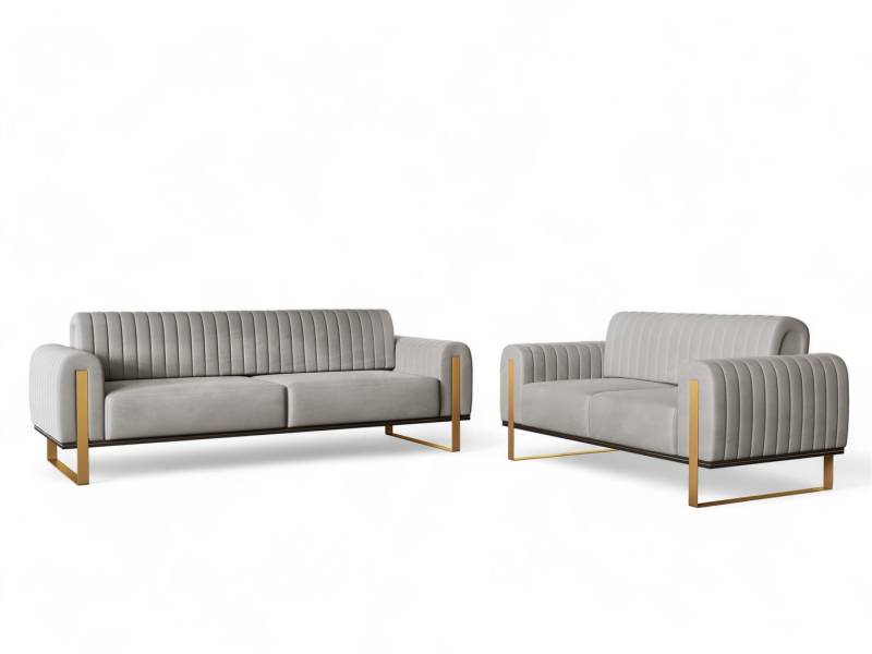 Fun Möbel Polstergarnitur Sofaset Designersofas VALERIE 3-2 in Stoff Elisa Velvet, (2-tlg., 2 Sofas), Rückenlehne verstellbar, Rundumbezug von Fun Möbel