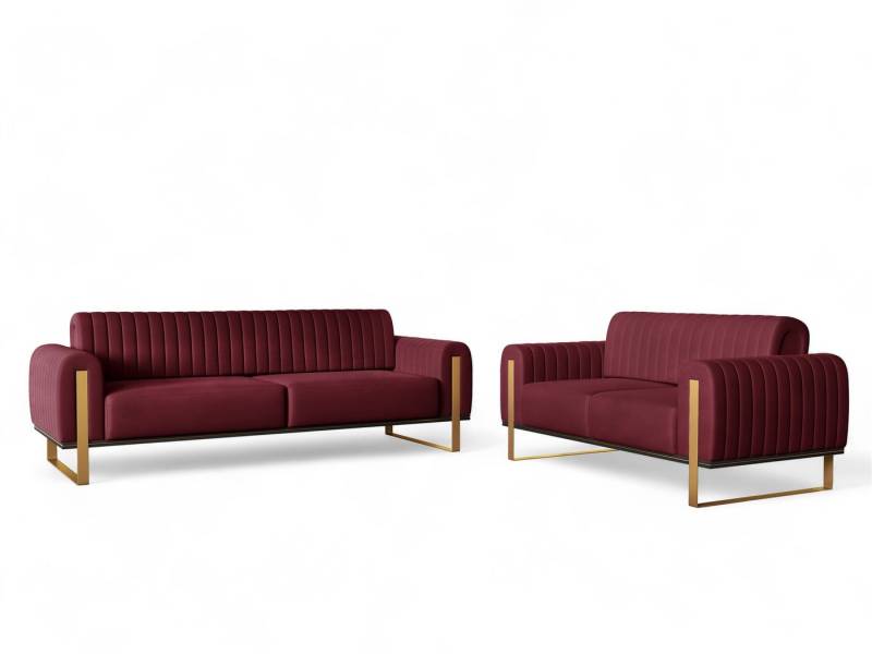 Fun Möbel Polstergarnitur Sofaset Designersofas VALERIE 3-2 in Stoff Elisa Velvet, (2-tlg., 2 Sofas), Rückenlehne verstellbar, Rundumbezug von Fun Möbel