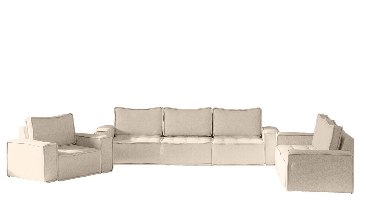 Fun Möbel Polstergarnitur Sofaset Modulsofa-Set 6-teilig SANDE 3-2-1 in Stoff, (alle "Module-Sets", können mit "Einzeln-Modulen" erweitert werden), Rundumbezug von Fun Möbel