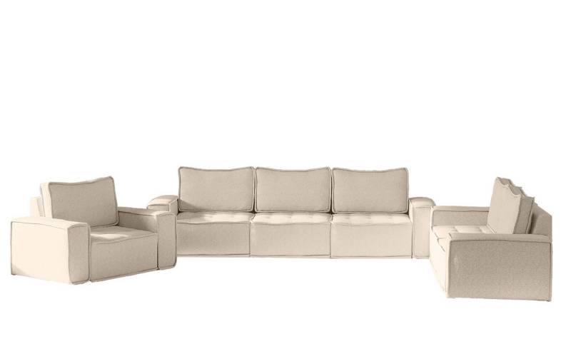Fun Möbel Polstergarnitur Sofaset Modulsofa-Set 6-teilig SANDE 3-2-1 in Stoff, (alle "Module-Sets", können mit "Einzeln-Modulen" erweitert werden), Rundumbezug von Fun Möbel