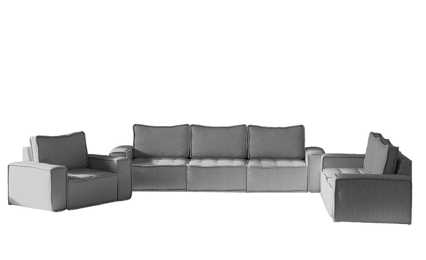 Fun Möbel Polstergarnitur Sofaset Modulsofa-Set 6-teilig SANDE 3-2-1 in Stoff, (alle "Module-Sets", können mit "Einzeln-Modulen" erweitert werden), Rundumbezug von Fun Möbel