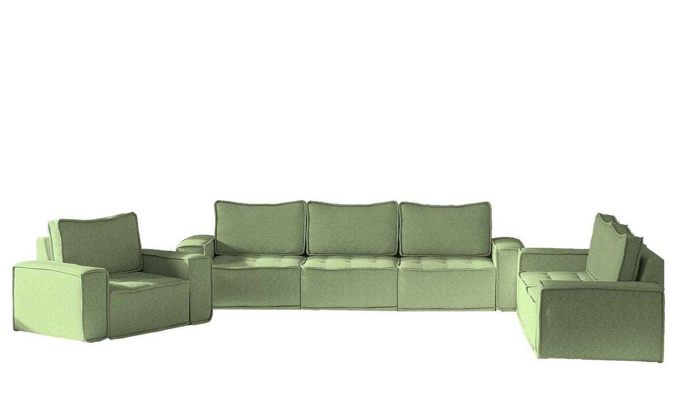 Fun Möbel Polstergarnitur Sofaset Modulsofa-Set 6-teilig SANDE 3-2-1 in Stoff, (alle "Module-Sets", können mit "Einzeln-Modulen" erweitert werden), Rundumbezug von Fun Möbel