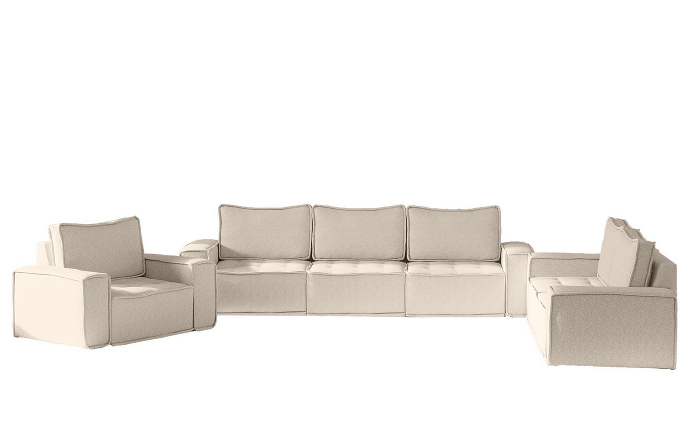 Fun Möbel Polstergarnitur Sofaset Modulsofa-Set 6-teilig SANDE 3-2-1 in Stoff, (alle "Module-Sets", können mit "Einzeln-Modulen" erweitert werden), Rundumbezug von Fun Möbel
