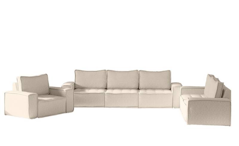 Fun Möbel Polstergarnitur Sofaset Modulsofa-Set 6-teilig SANDE 3-2-1 in Stoff, (alle "Module-Sets", können mit "Einzeln-Modulen" erweitert werden), Rundumbezug von Fun Möbel